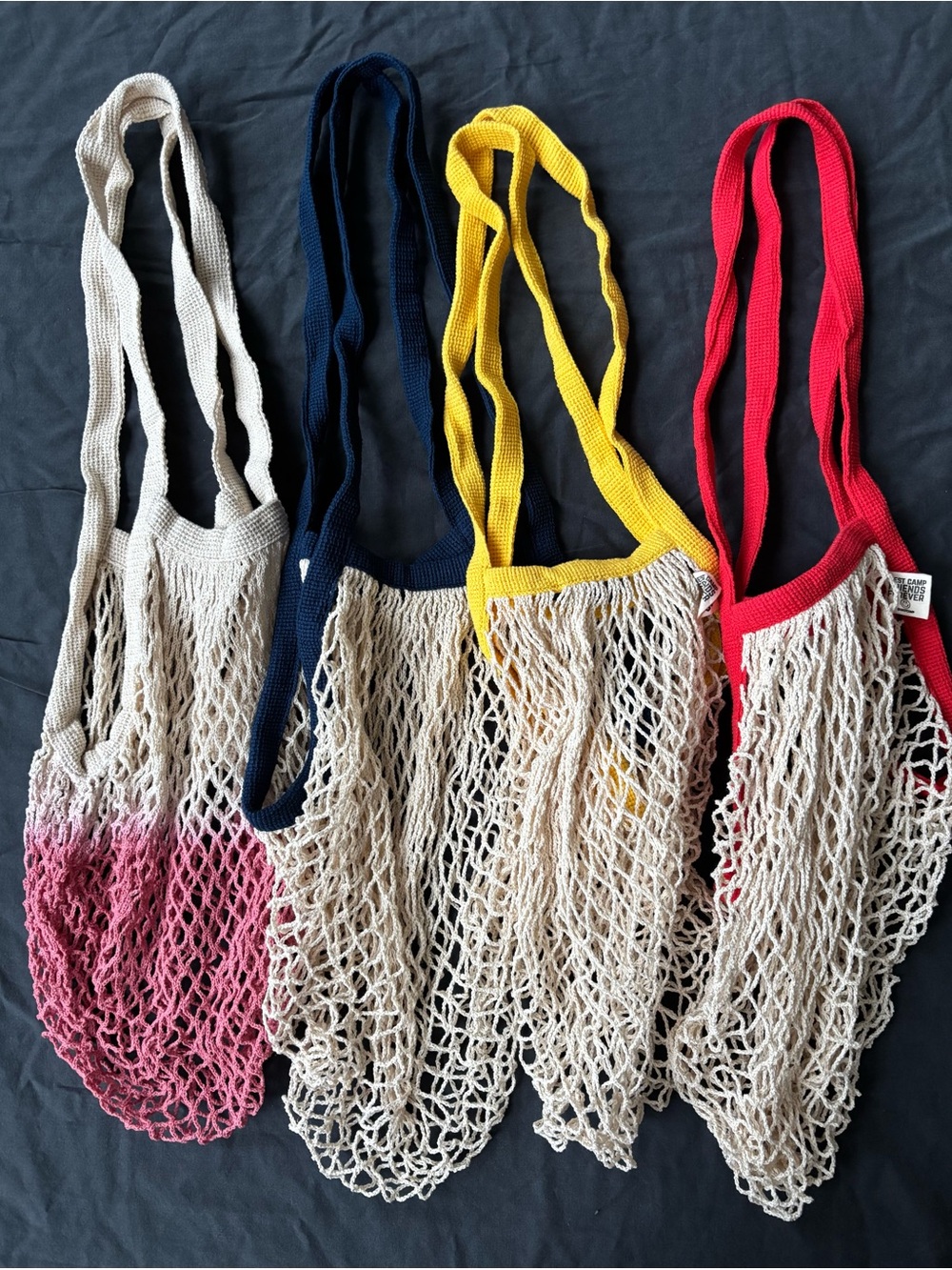 Camp Collection Mesh Market Bags - LOT of 4 (Pink, Navy, Yellow, and Red)